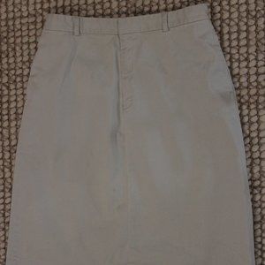 Beige Cotton Knee Length Professional Pencil Skirt